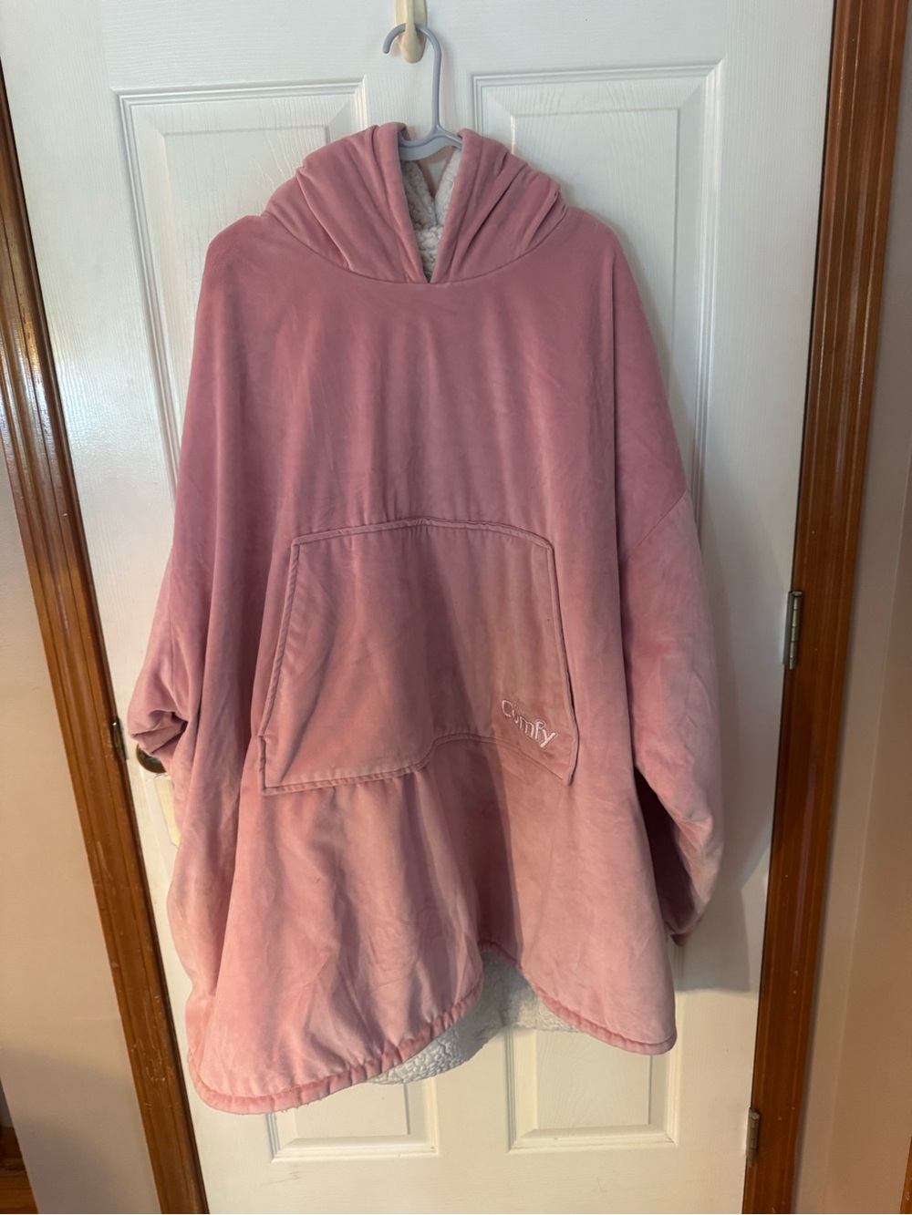 Comfy Pink Hooded Wearable Blanket Poncho